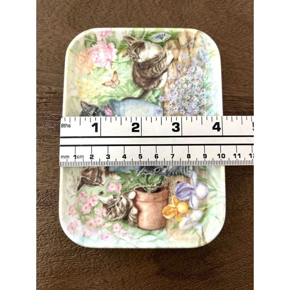 Vintage 80's Kittens Flowers Butterflies Trinket Tray Melamine Rudy Nappi Italy - Picture 5 of 8